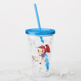 ランニングと犬は海のそばにいる アクリルタンブラー