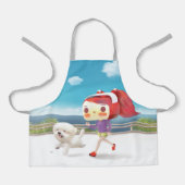 ランニングと犬は海のそばにいる エプロン (正面)