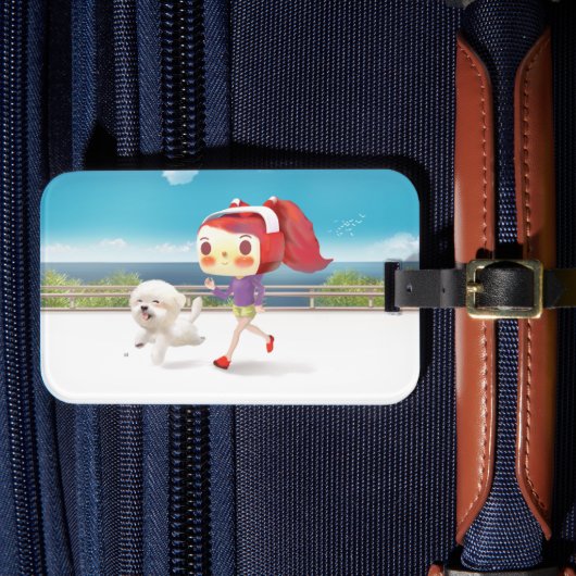 ランニングと犬は海のそばにいる ラゲッジタグ (正面インサイチュ4)