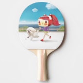 ランニングと犬は海のそばにいる 卓球ラケット (正面)