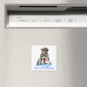 ランニングに行こう!かわいい犬とスポーツユーモア マグネット (インサイチュ (食洗機))