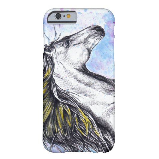 ランニングのウマの水彩画とインクアウマ科のート Case-Mate iPhoneケース (裏面)