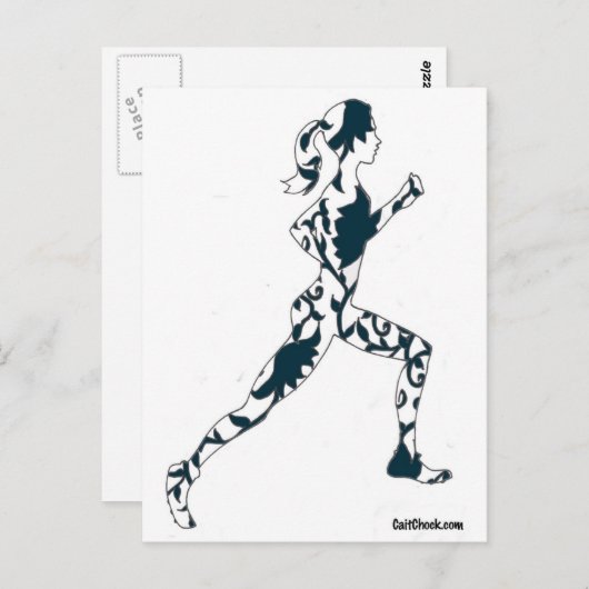 ランニングのシルエット – フローラ ポストカード (正面/裏面)