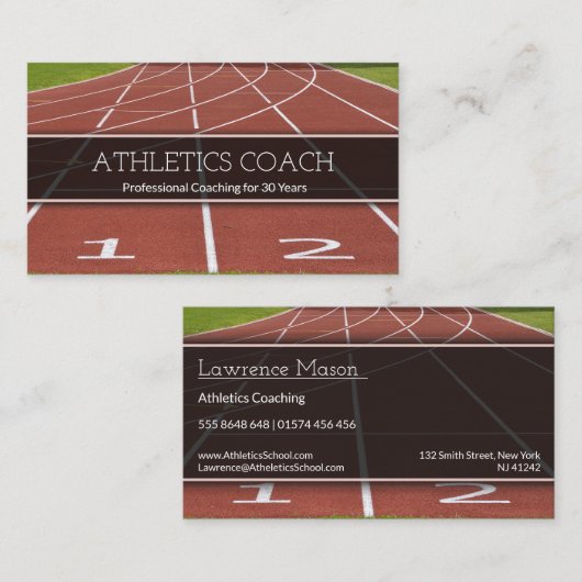 ランニングのトラック – アスレチックスコーチビジネスカード 名刺 (正面/裏面)