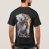 ランニングのワイルドウマ、ウォーター色の絵画プリント Tシャツ (裏面)