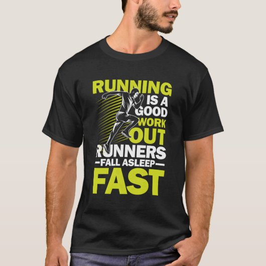 ランニングのワークアウト走者秋ぐっすり眠る Tシャツ (正面)