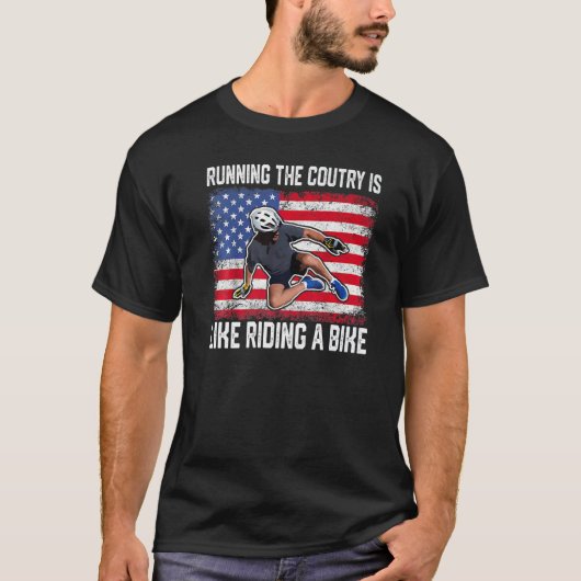 ランニングの国は自転車ヴィンテージUに乗っているようなものだ Tシャツ (正面)