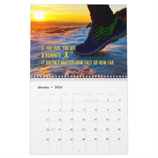 ランニングの壁掛け計男性へ カレンダー (1月 2026)