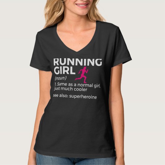 ランニングの女の子の定義おもしろい走者 Tシャツ (正面)