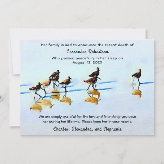 ランニングの死亡告知 案内状 (正面)