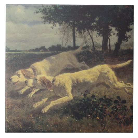 ランニングの犬（ビーグル） (Constant Troyon) タイル (正面)