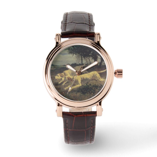 ランニングの犬（ビーグル） (Constant Troyon) 腕時計 (正面)