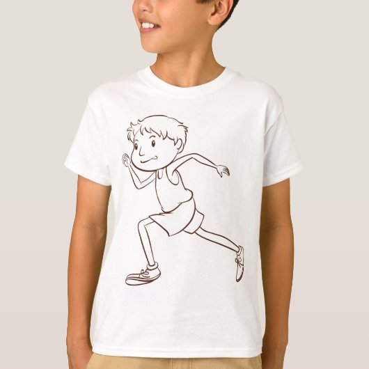 ランニングの男の子スティックフィギュアTシャツ Tシャツ (正面)