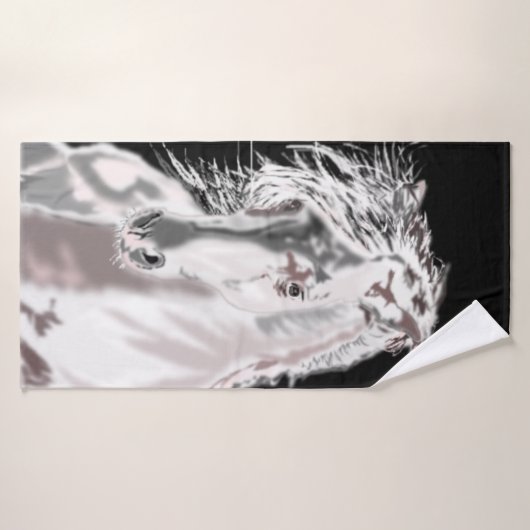 ランニングの白い馬の黒いバスタオル – あなたの色 バスタオル (バスタオル)