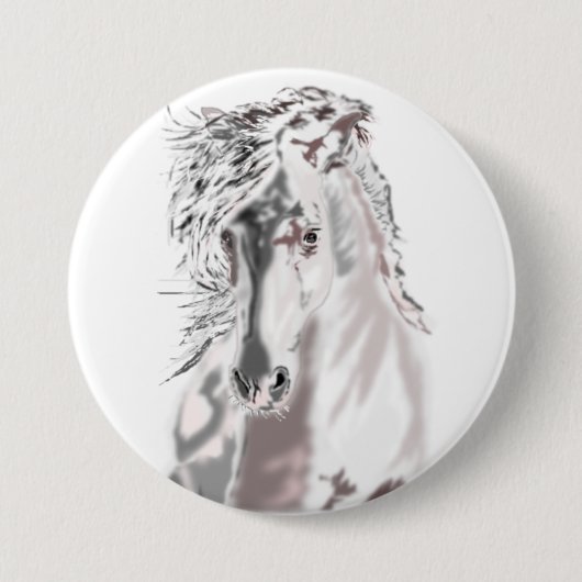 ランニングの白馬のボタン 缶バッジ (正面)