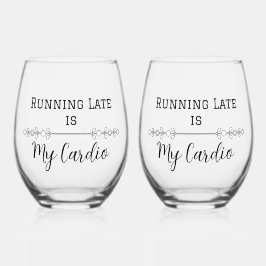 ランニングの遅れは私の心 ステムなしワイングラス