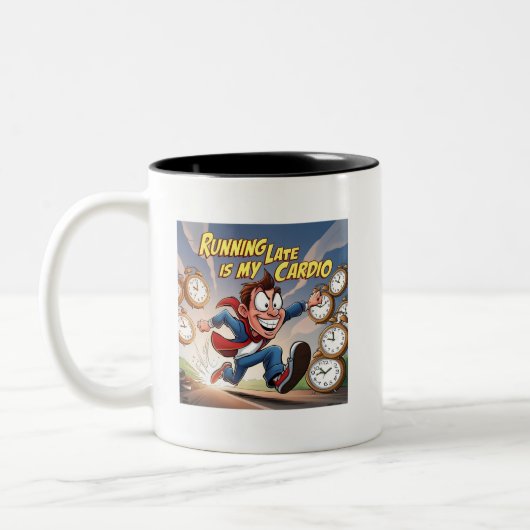 ランニングの遅れは私の心 ツートーンマグカップ (左)
