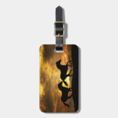 ランニングの馬のサンセットラゲッジタグ ラゲッジタグ (正面縦)