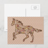 ランニングの馬のシルエット、ブラウン、タン、クリーム ポストカード (正面/裏面)