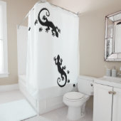 ランニングのGecko black +あなたの背景とアイディア シャワーカーテン (インサイチュ)