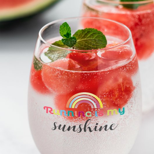 ランニングのIs My Sunshine カラフル Rainbow Graphic ステムなしワイングラス