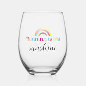 ランニングのIs My Sunshine カラフル Rainbow Graphic ステムなしワイングラス (正面)