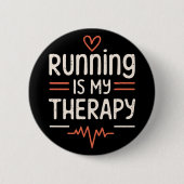 ランニングは私のセラピー走者のおもしろい引用文 缶バッジ (正面)