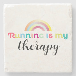 ランニングは私のセラピー カラフルなモチベーション ストーンコースター