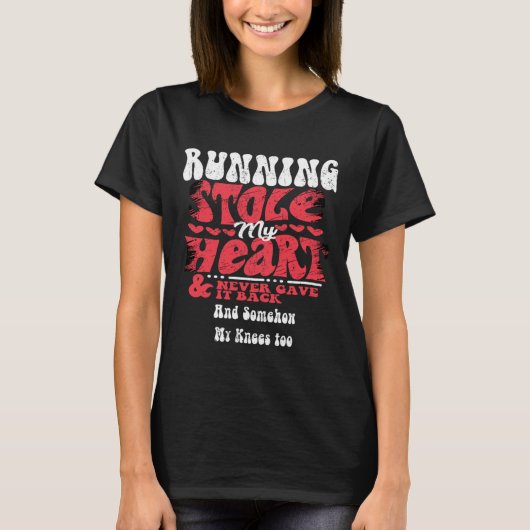 ランニングは私のハートを盗んだ ~ 面白いバレンタインデー Tシャツ (正面)