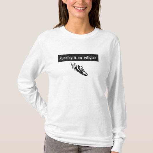 ランニングは私の宗教ランニングだ Tシャツ (正面)