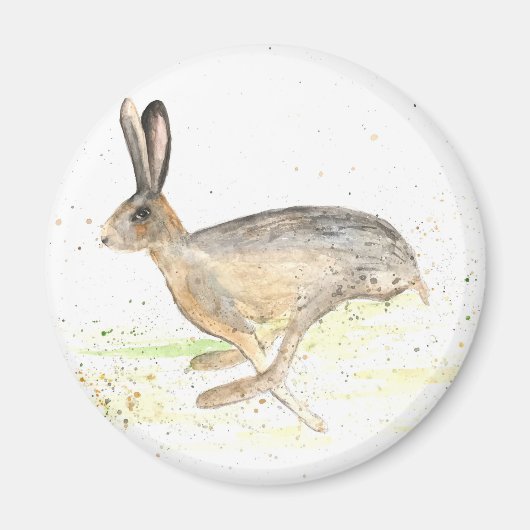 ランニングウサギの水色 マグネット (正面)