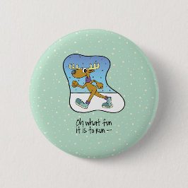 ランニングエクササイズトナカイクリスマス 缶バッジ