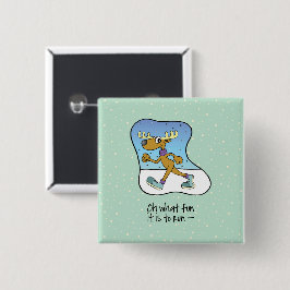 ランニングエクササイズトナカイクリスマス 缶バッジ