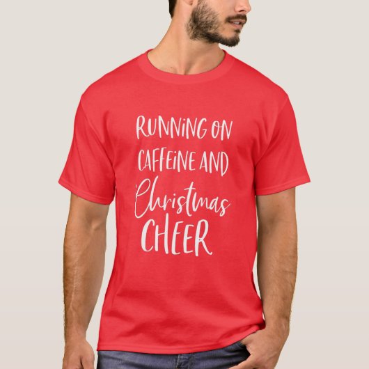 ランニングカフェインとクリスマス応援おもしろいChri Tシャツ (正面)