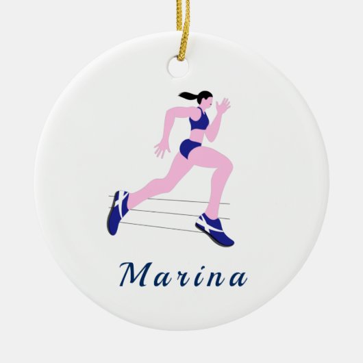 ランニングガールトラック&フィールドクロスカントリーキッズ名 セラミックオーナメント (正面)