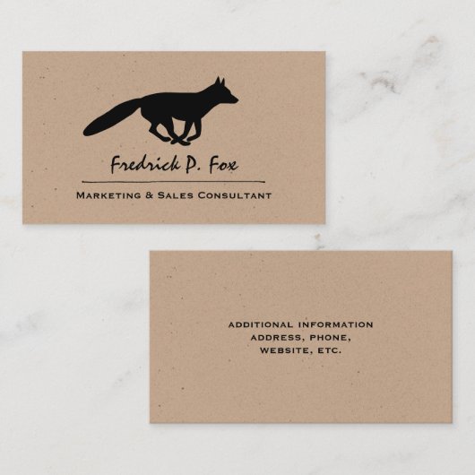 ランニングキツネシルエット |野生動物 名刺 (正面/裏面)