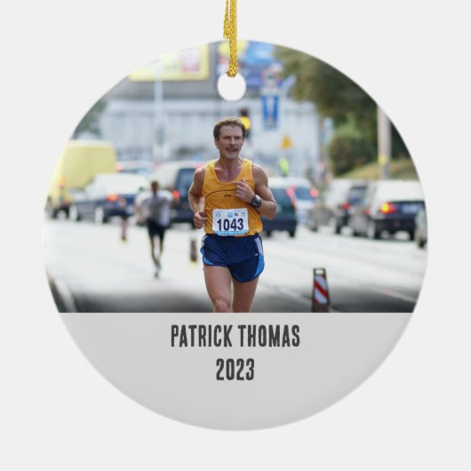 ランニングギフト、クロスカントリーギフト、マラソン セラミックオーナメント (裏面)