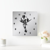 ランニングサッカーのバックプレーヤー黒番 スクエア壁時計 (ホーム)