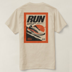 ランニングシューズ フロントチェスト & ランニングポスター リア ユニセックス Tシャツ