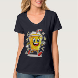 **ランニングジュースカップのキャラクター – 楽しいストリートドリンクチャ** Tシャツ