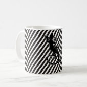 ランニングズゲッコ – 白黒ストライプ コーヒーマグカップ (正面左)