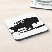 ランニングズバッファローバイソンポップ・アートのアート コースター (左側)