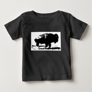 ランニングズバッファローバイソンポップ・アートのアート ベビーTシャツ