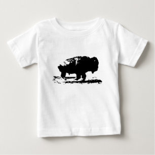ランニングズバッファローバイソンポップ・アートのアート ベビーTシャツ