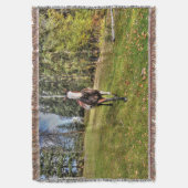 ランニングズピント絵を描ホース&フォレストオンランチ スローブランケット (正面縦)