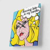 ランニングズレイトは私のカーディオ·ブロンド·漫画·ブック·ガール スクエア壁時計 (傾斜)