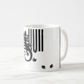 ランニングズGecko – 白黒ストライプ抽象芸術 コーヒーマグカップ (正面右)