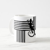 ランニングズGecko – 白黒ストライプ抽象芸術 コーヒーマグカップ (正面左)