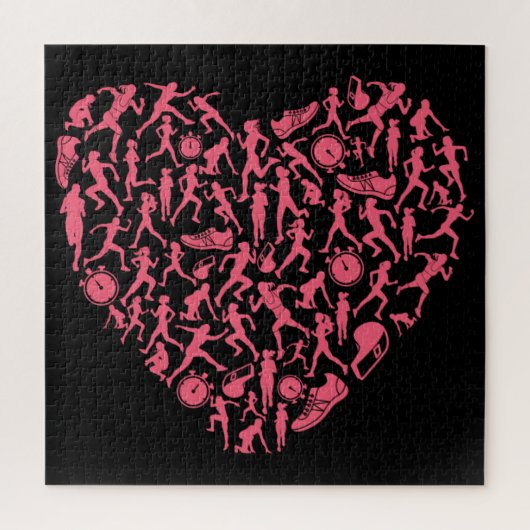 ランニングハート – 女子ランナーシルエット ジグソーパズル (縦)