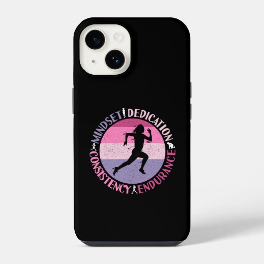 ランニングマインドセット - 女性ランナー向けの持久力の引用 iPhoneケース (裏面)